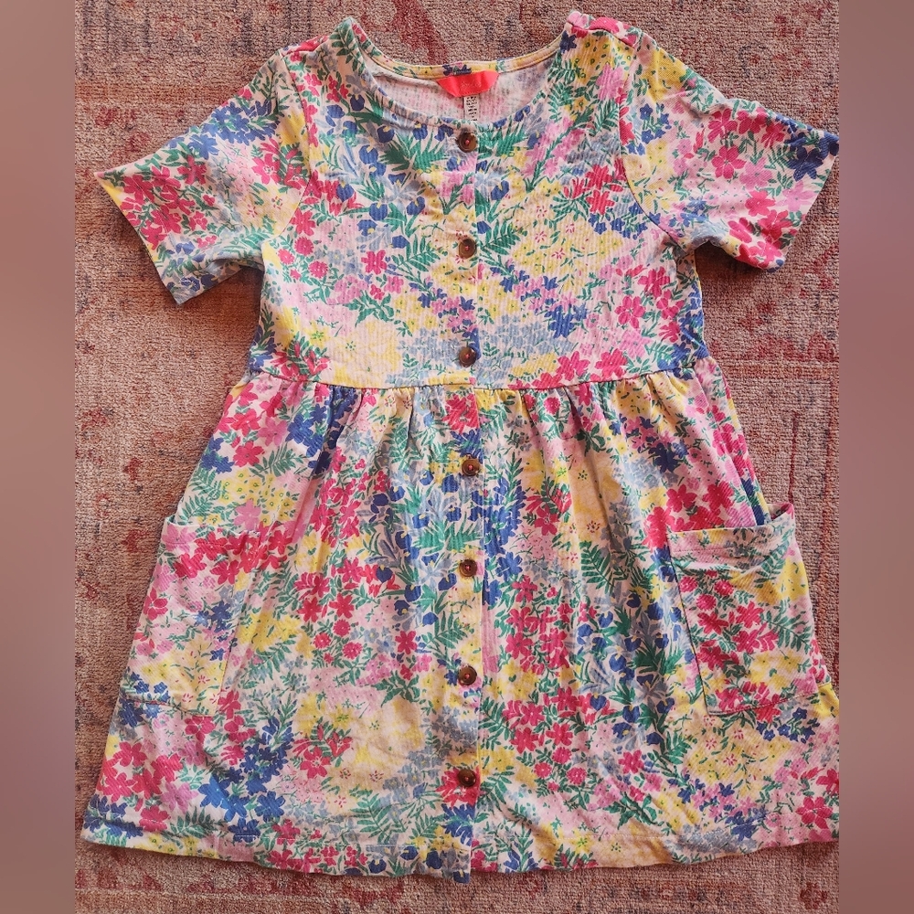 Joules Floral Button dress size 9-10 years